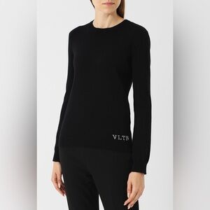 Valentino Garavani VLTN 100% Cashmere Black Crew Neck Sweater